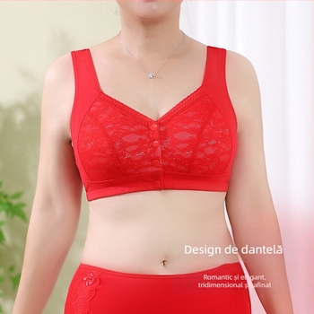 Set de lenjerie intimă pentru femei din două piese: sutien cu închidere frontală, fără inele metalice, cupe pline, bretele fixe duble, material din bumbac amestecat.