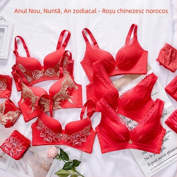 Set de sutiene din nylon, cupă 3/4, fără elemente metalice, bretele detașabile dublu, cupe din burete, închidere spate cu trei rânduri, stil luxos tradițional