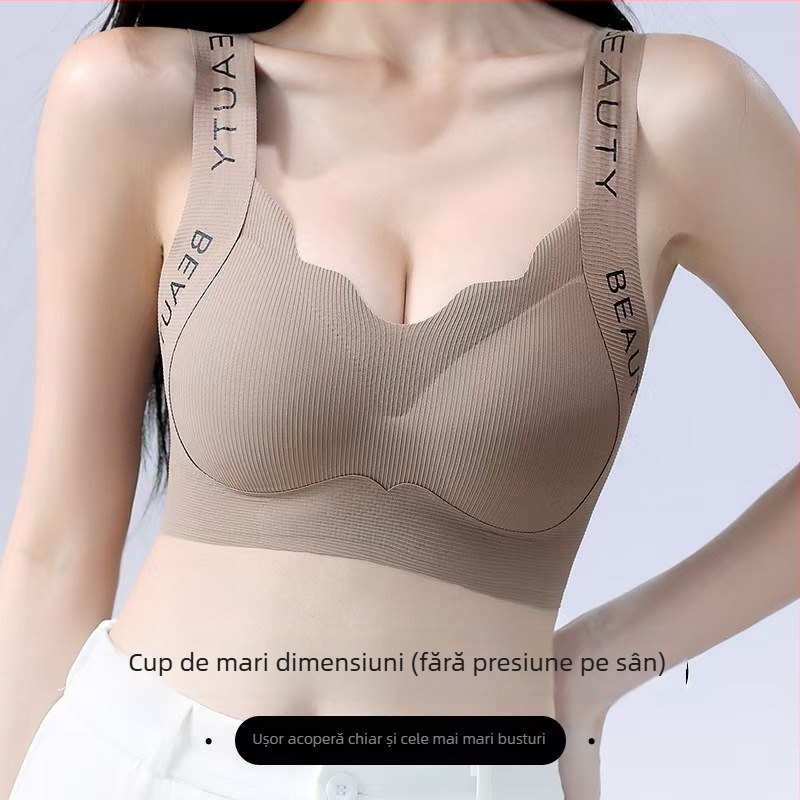  Sutien fără sârmă, în stil vestă, cupe pline, cupe turnate subțiri, material nylon, căptușeală nylon 70–80%
