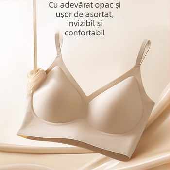 Sutien invizibil fara cusaturi pentru sanii mici — ridicare, anti-cadere, modelare a zonelor laterale, cupă 3/4, fără sarma, bretele duble fixe