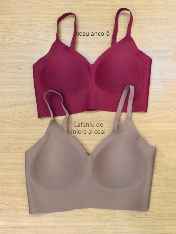 Sutien invizibil fara cusaturi pentru sanii mici — ridicare, anti-cadere, modelare a zonelor laterale, cupă 3/4, fără sarma, bretele duble fixe