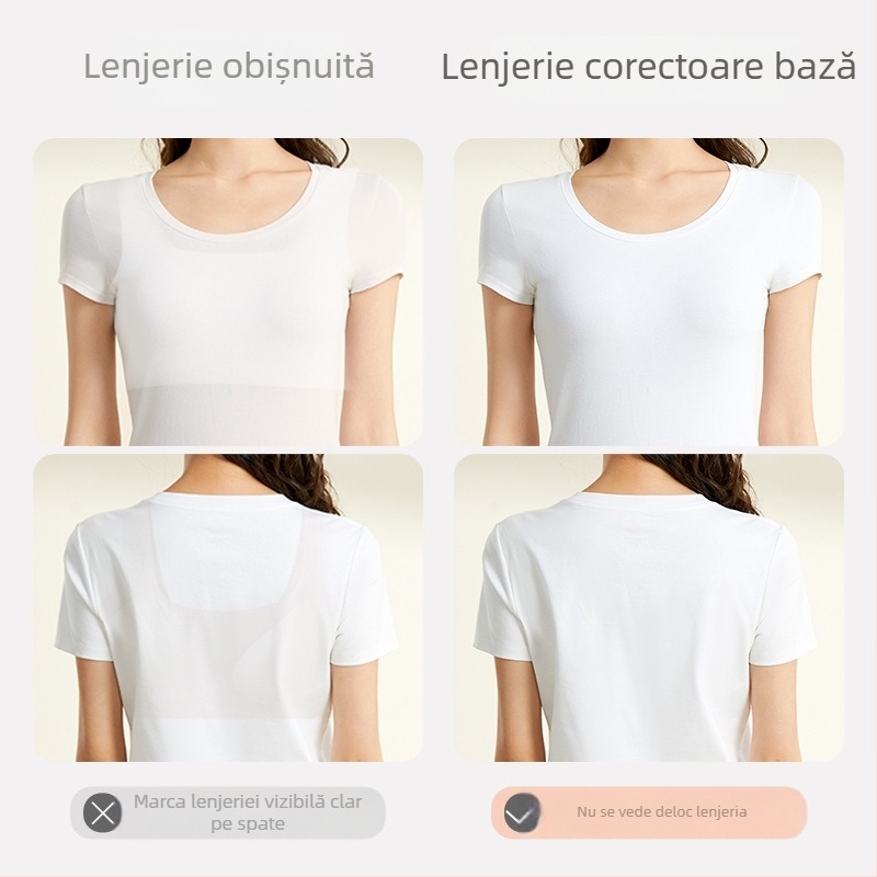 Sutien invizibil fara cusaturi pentru sanii mici — ridicare, anti-cadere, modelare a zonelor laterale, cupă 3/4, fără sarma, bretele duble fixe