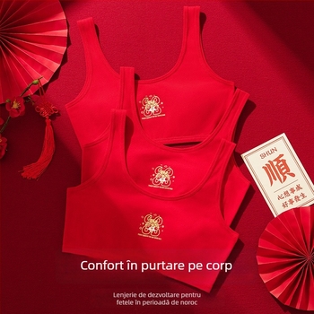 Set de lenjerie din bumbac pentru fete – sutien cu cupă completă, burete, căptușeală din viscose 90–95%, bretele fixe/duble, respirabil și confortabil, pentru 12–15 ani