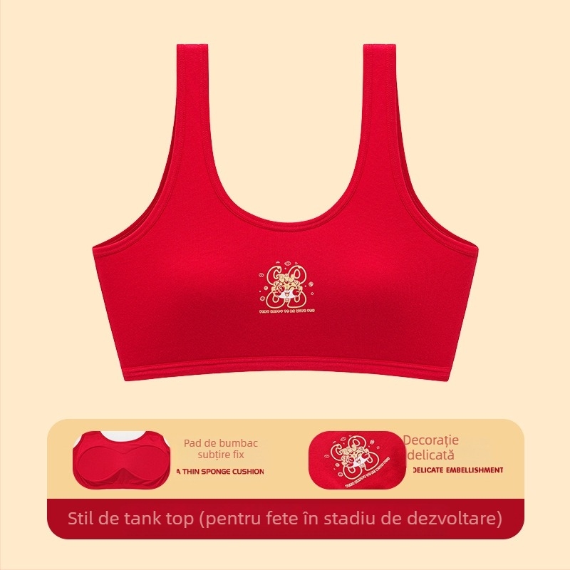 Set de lenjerie din bumbac pentru fete – sutien cu cupă completă, burete, căptușeală din viscose 90–95%, bretele fixe/duble, respirabil și confortabil, pentru 12–15 ani