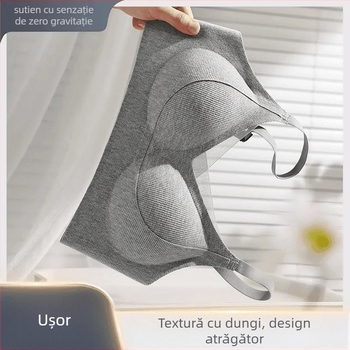 Sutien fără cusături pentru strângere și susținere, cupe complete, bretele fixe duble, închidere la spate cu patru rânduri de cârlige, material din nylon, respirabil și confortabil