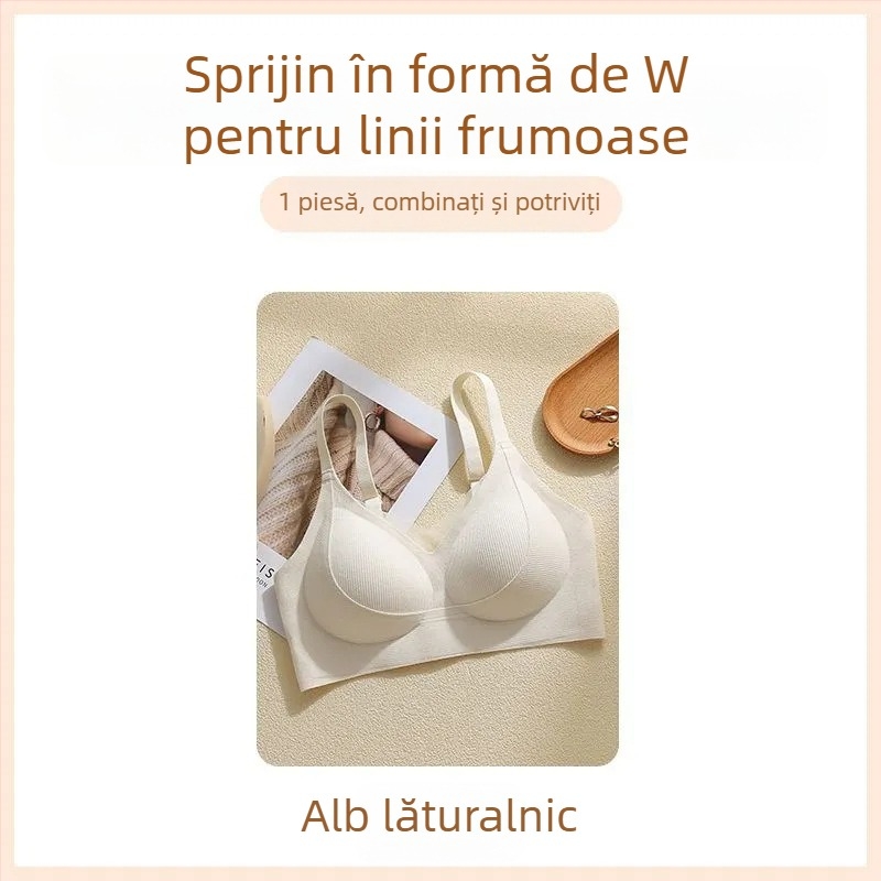 Sutien fără cusături pentru strângere și susținere, cupe complete, bretele fixe duble, închidere la spate cu patru rânduri de cârlige, material din nylon, respirabil și confortabil