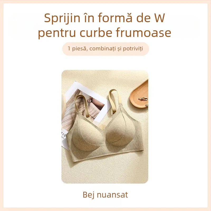 Sutien fără cusături pentru strângere și susținere, cupe complete, bretele fixe duble, închidere la spate cu patru rânduri de cârlige, material din nylon, respirabil și confortabil