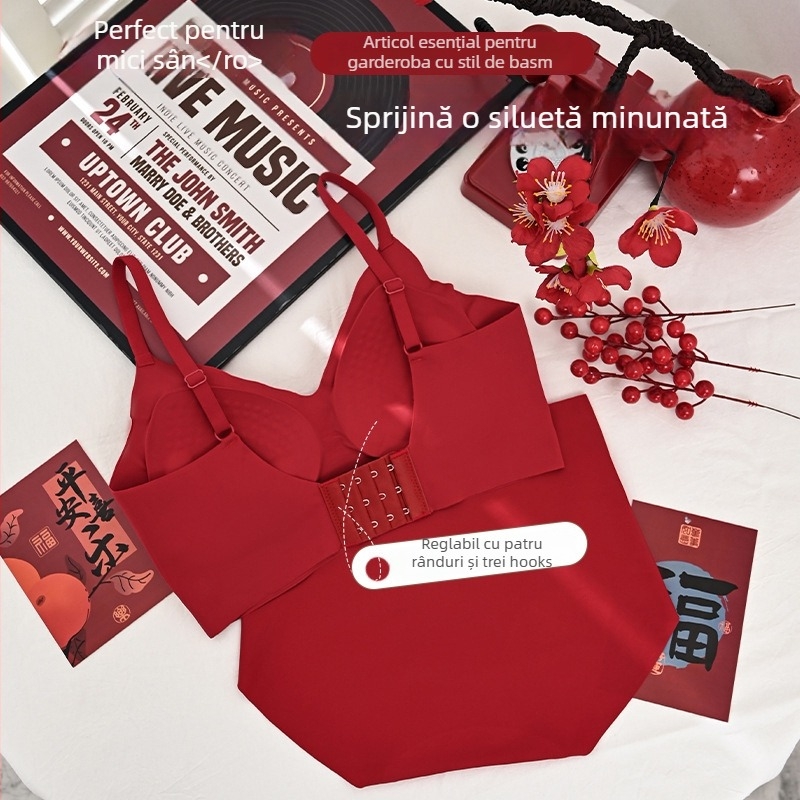 Set de lenjerie feminină fără sârmă pentru mireasă - Sutien cu cupă 3/4, cupe subțiri, căptușeală 34% spandex, 66% nylon, închidere la spate cu patru rânduri de cârlige