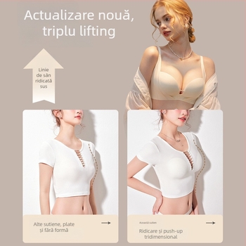 Sutien de damă din nailon, push-up, fără cusături, cu cupă medie modelată, susținere discretă