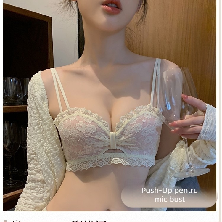 Sutien fara arcuri, din nailon, cu efect de adunare, căptușeală din spandex, bretele detașabile, formă cupă: sus subțire, jos mai lat, închidere cu patru rânduri de cârlige