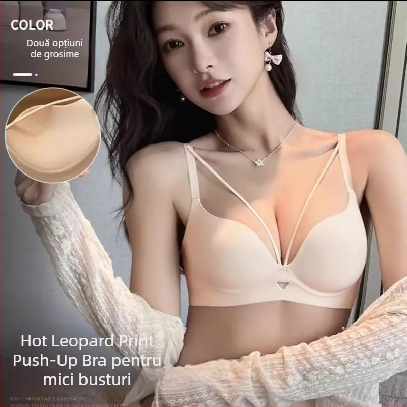 Sutien leopard, fără cusături, cupă 3/4, cupe ultra-subțiri formate, material nylon, închidere spate cu trei rânduri de cârlige