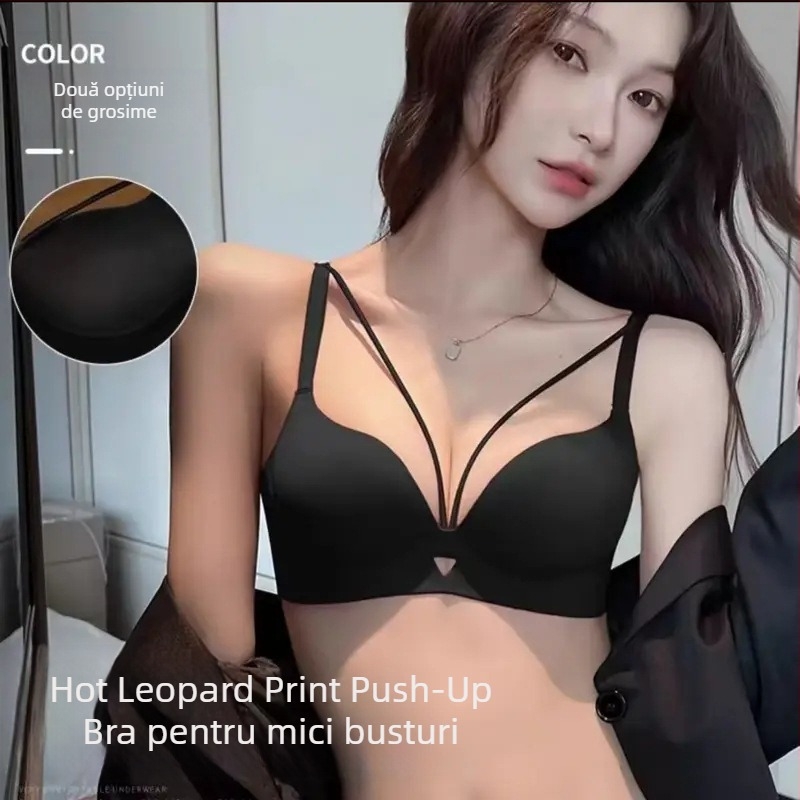 Sutien leopard, fără cusături, cupă 3/4, cupe ultra-subțiri formate, material nylon, închidere spate cu trei rânduri de cârlige