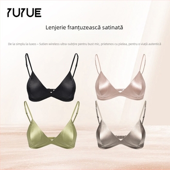 Sutien din mătase Mulberry, cupă triunghiulară, fără inel metalic, cupă turnată subțire, respirabil