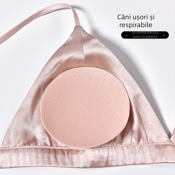 Sutien din mătase Mulberry, cupă triunghiulară, fără inel metalic, cupă turnată subțire, respirabil