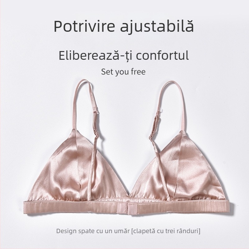 Sutien din mătase Mulberry, cupă triunghiulară, fără inel metalic, cupă turnată subțire, respirabil