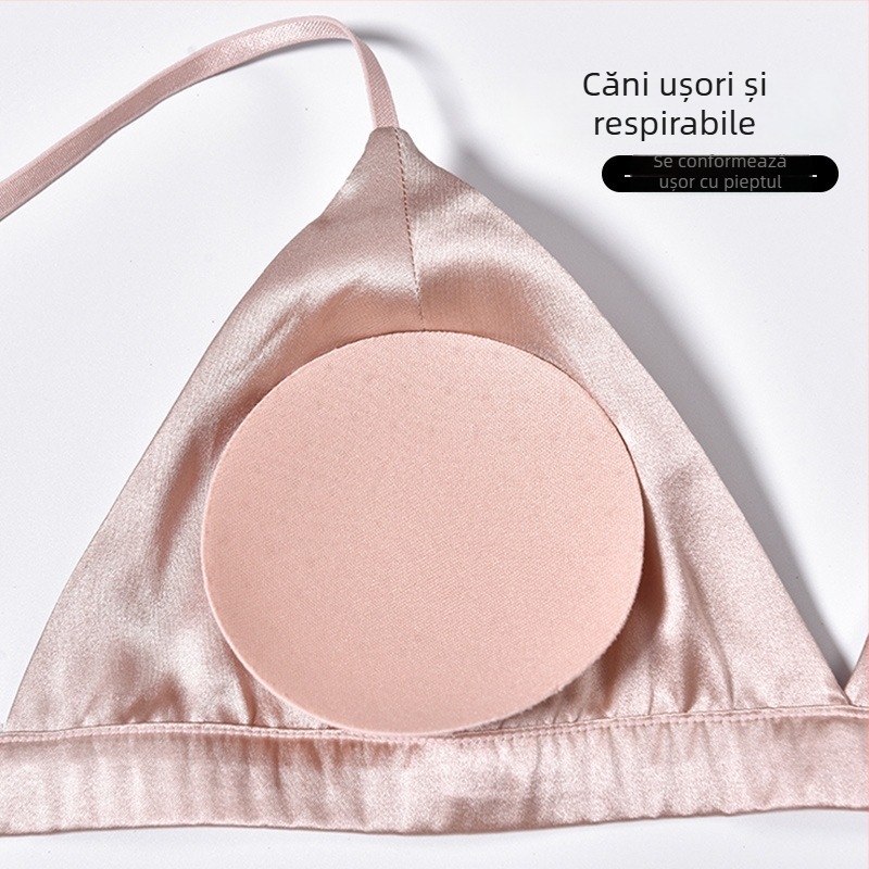 Sutien din mătase Mulberry, cupă triunghiulară, fără inel metalic, cupă turnată subțire, respirabil