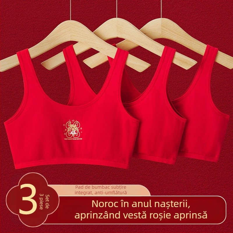 Set de lenjerie pentru fete în stil vestă, bumbac 95–100%, căptușeală viscose 90–95%, cupă completă cu burete, respirabil și confortabil