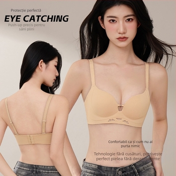 Sutien fără cusături, invizibil pentru sâni mici, efect push-up, cupă 3/4, nailon cu căptușire din spandex