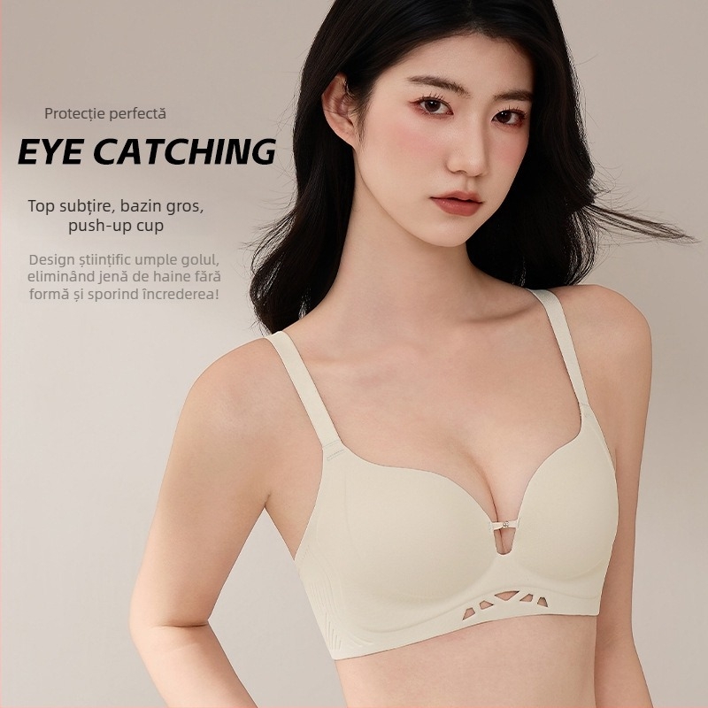 Sutien fără cusături, invizibil pentru sâni mici, efect push-up, cupă 3/4, nailon cu căptușire din spandex