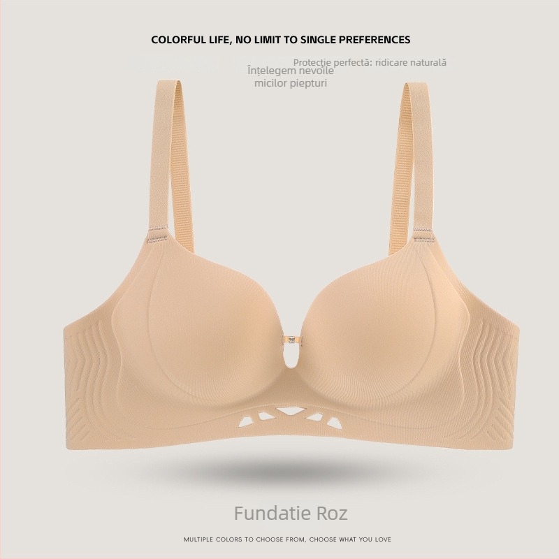 Sutien fără cusături, invizibil pentru sâni mici, efect push-up, cupă 3/4, nailon cu căptușire din spandex