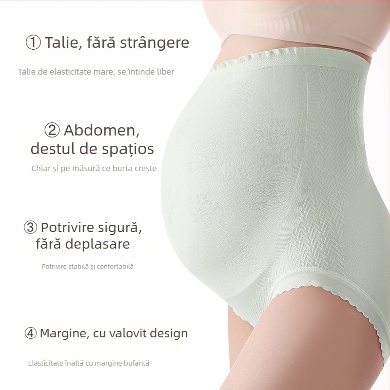 Lenjerie de maternitate cu talie înaltă, respirabilă, jacquard din nylon, căptușeală de viscoză