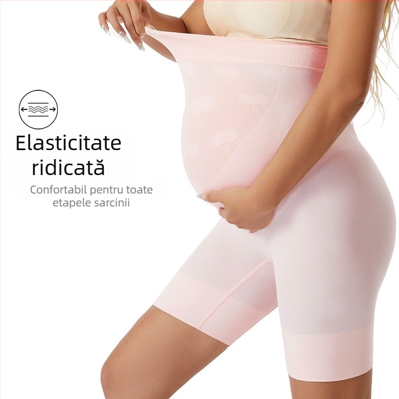 Colanți de maternitate cu talie înaltă, fără cusături, susținere abdominală, țesătură de nailon respirabilă, 61-70d