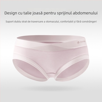 Lenjerie de maternitate cu talie joasă, țesătură din bumbac respirabil, antibacteriană și susținere abdominală (95–100% bumbac)