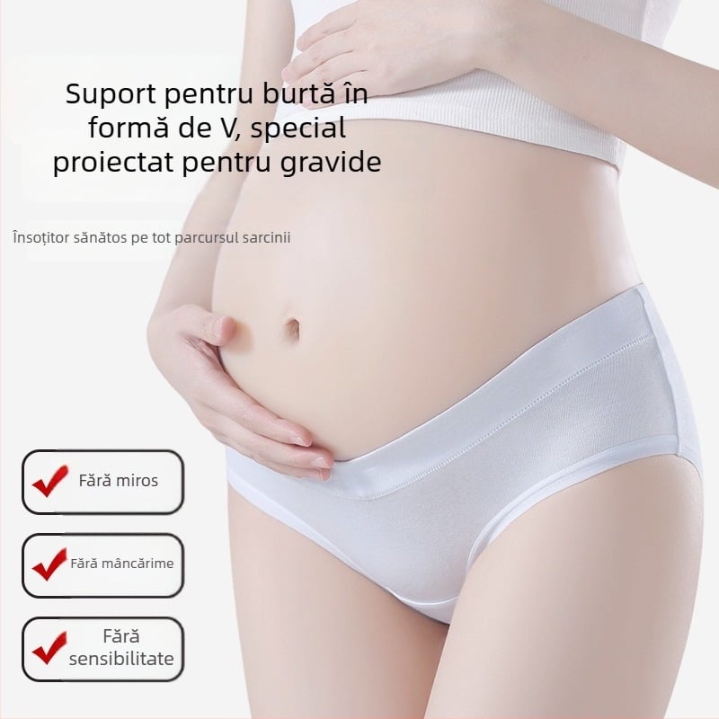 Lenjerie intimă de maternitate din bumbac, talie medie, antibacteriană, respirabilă, căptușeală între picioare 100% bumbac