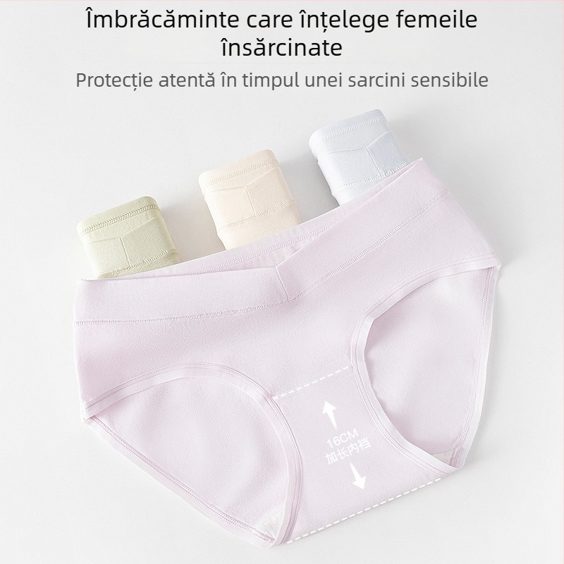 Lenjerie intimă de maternitate din bumbac, talie medie, antibacteriană, respirabilă, căptușeală între picioare 100% bumbac