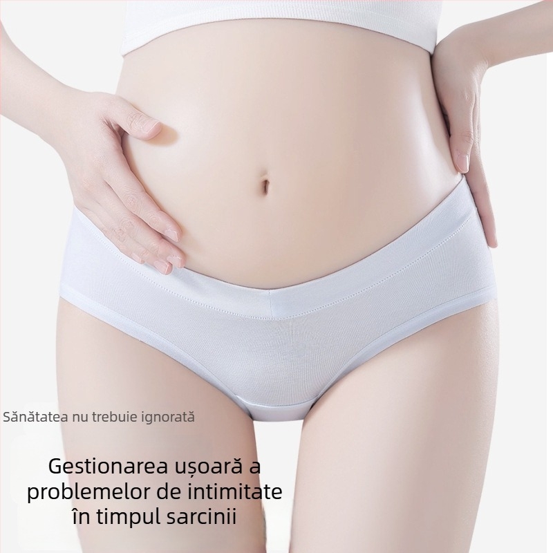 Lenjerie intimă de maternitate din bumbac, talie medie, antibacteriană, respirabilă, căptușeală între picioare 100% bumbac