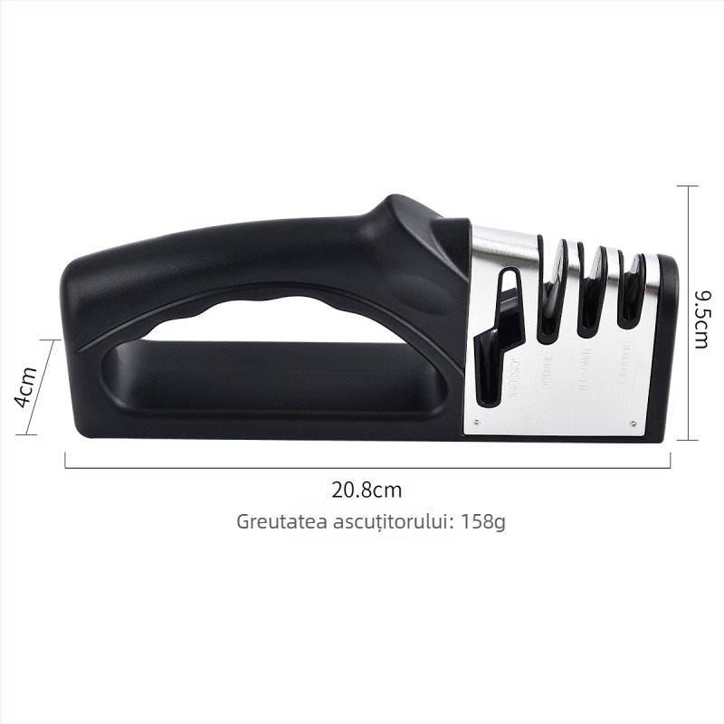 Cuțit ascuțitor patru în unu – manual pentru bucătărie, cu oțel wolfram și ceramică