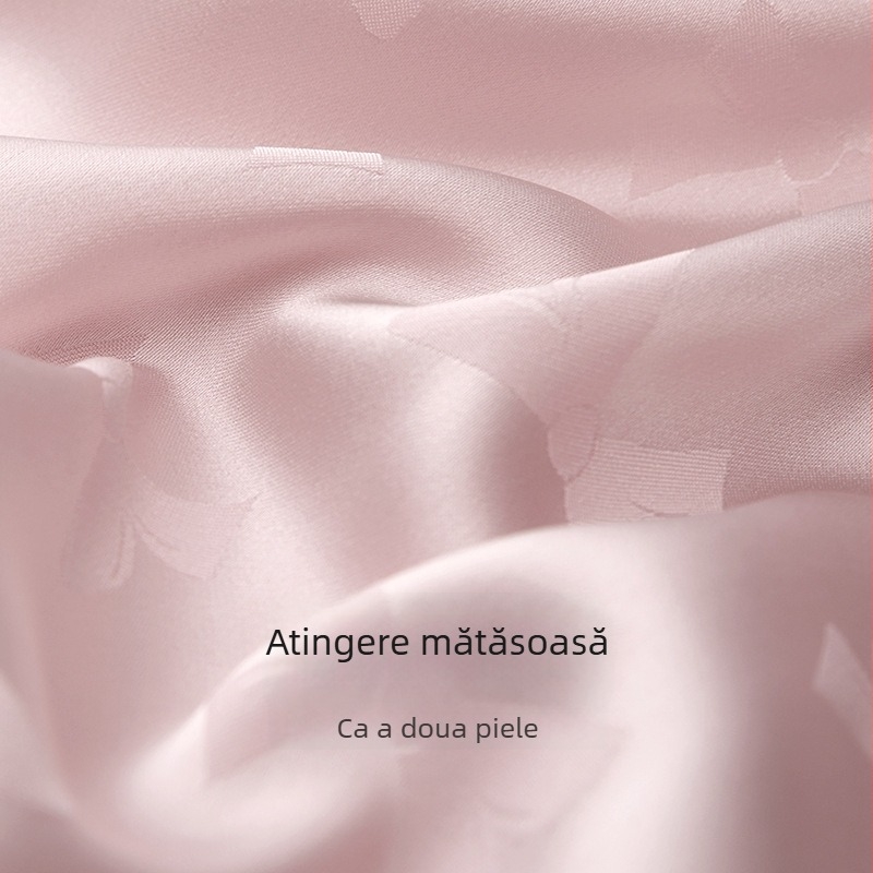 Set de pijamale din mătase artificială pentru femei, mâneci lungi, două piese, poliester