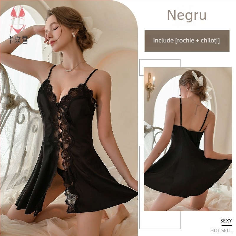 Rochie-slip din ice silk pentru pijama, fără mâneci, fără guler, stil luxos pentru uz casnic, 90–95% poliester, țesătură subțire 101–120 g/m2