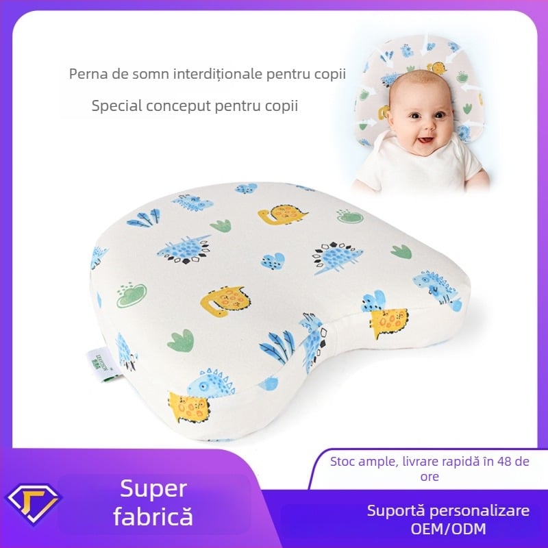 Perna de bebe din spumă cu memorie pentru modelarea capului, formă ovală, husă din bumbac 100%, potrivită pentru sugari — saien