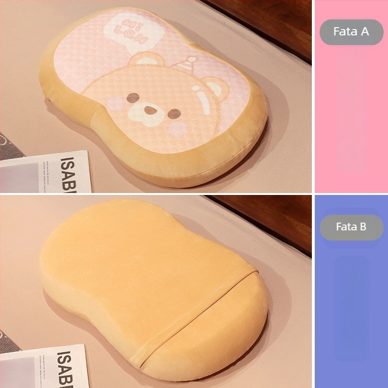 Perne pentru gât din bumbac memorie cu husă Ice Silk, formă ovală, brand Initial Floc, greutate sub 1 kg