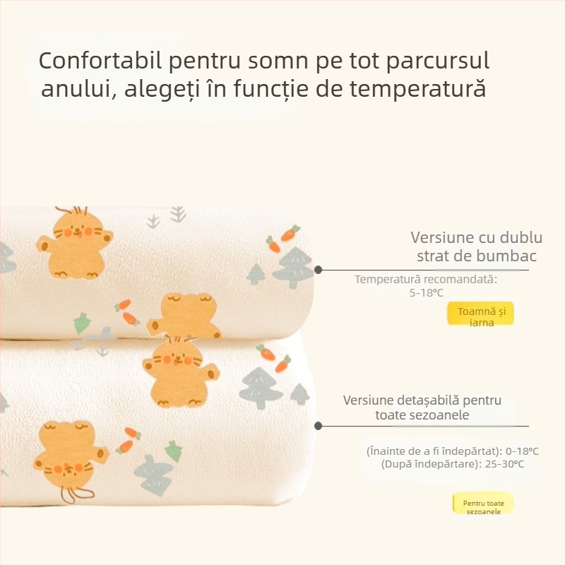 Pătură de îmbrățișat pentru bebeluși, bumbac 100%, umplutură din fibre de poliester, model animale/desene animate, potrivită pentru sugari și copii mici