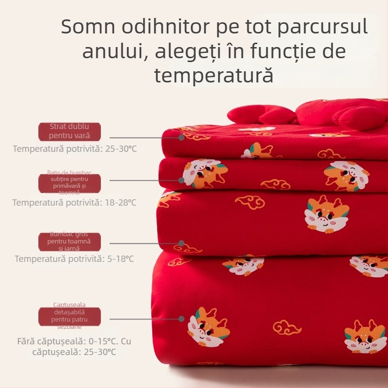 Swaddle de îmbrățișare pentru nou-născuți, patru anotimpuri, 100% bumbac, umplutură poliester, model animale/desene animate, siguranță Clasa A