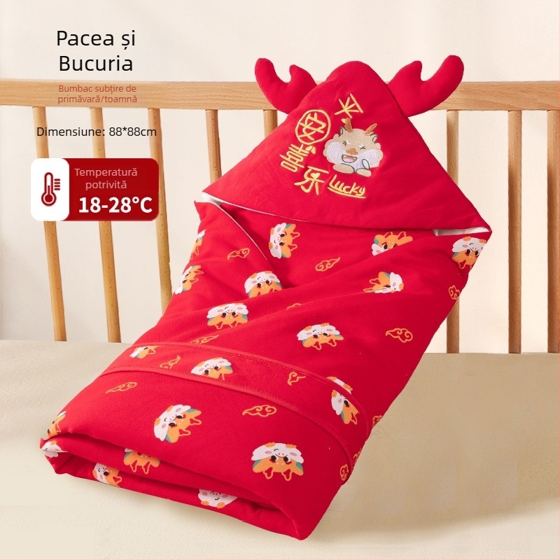Swaddle de îmbrățișare pentru nou-născuți, patru anotimpuri, 100% bumbac, umplutură poliester, model animale/desene animate, siguranță Clasa A