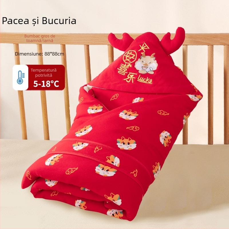 Swaddle de îmbrățișare pentru nou-născuți, patru anotimpuri, 100% bumbac, umplutură poliester, model animale/desene animate, siguranță Clasa A