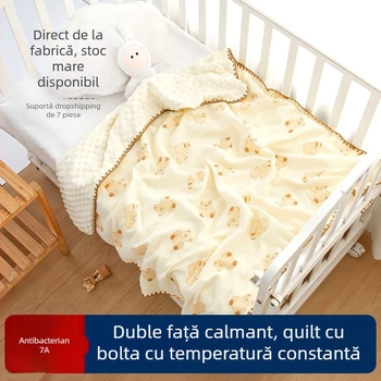 Pătură pentru bebeluși din 100% bumbac, 300–500 g, pentru nou-născuți până la 6 ani, toate anotimpurile, stil desen animat.