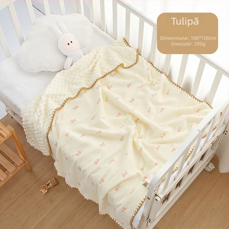 Pătură pentru bebeluși din 100% bumbac, 300–500 g, pentru nou-născuți până la 6 ani, toate anotimpurile, stil desen animat.
