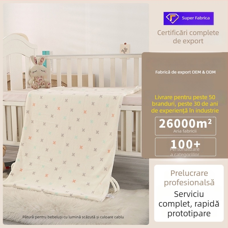 Pătură dublu strat din fleece coral pentru cărucior, personalizabilă, moale și confortabilă, 260 g, pentru sugari sub 1 an, primăvară–toamnă