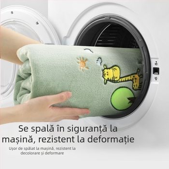 Pătură din flanelă cu broderie a logo-ului, 300–500 g, potrivită pentru toate sezoanele, pentru copii între 6 și 12 ani