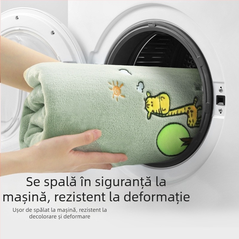 Pătură din flanelă cu broderie a logo-ului, 300–500 g, potrivită pentru toate sezoanele, pentru copii între 6 și 12 ani