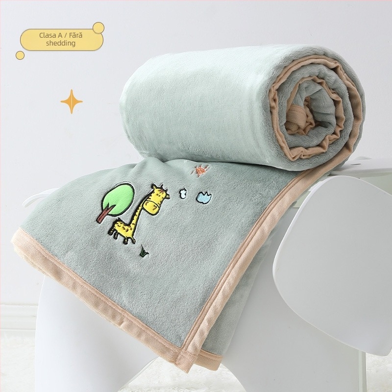 Pătură din flanelă cu broderie a logo-ului, 300–500 g, potrivită pentru toate sezoanele, pentru copii între 6 și 12 ani