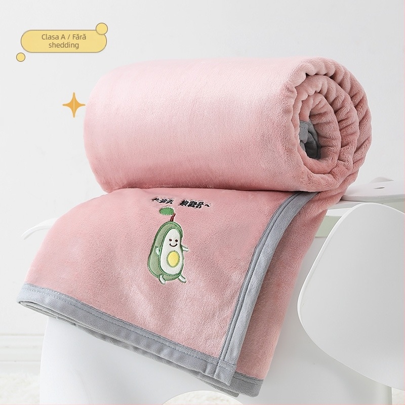 Pătură din flanelă cu broderie a logo-ului, 300–500 g, potrivită pentru toate sezoanele, pentru copii între 6 și 12 ani