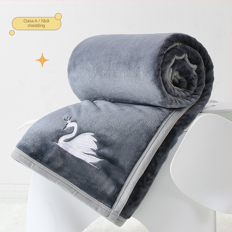 Pătură din flanelă cu broderie a logo-ului, 300–500 g, potrivită pentru toate sezoanele, pentru copii între 6 și 12 ani