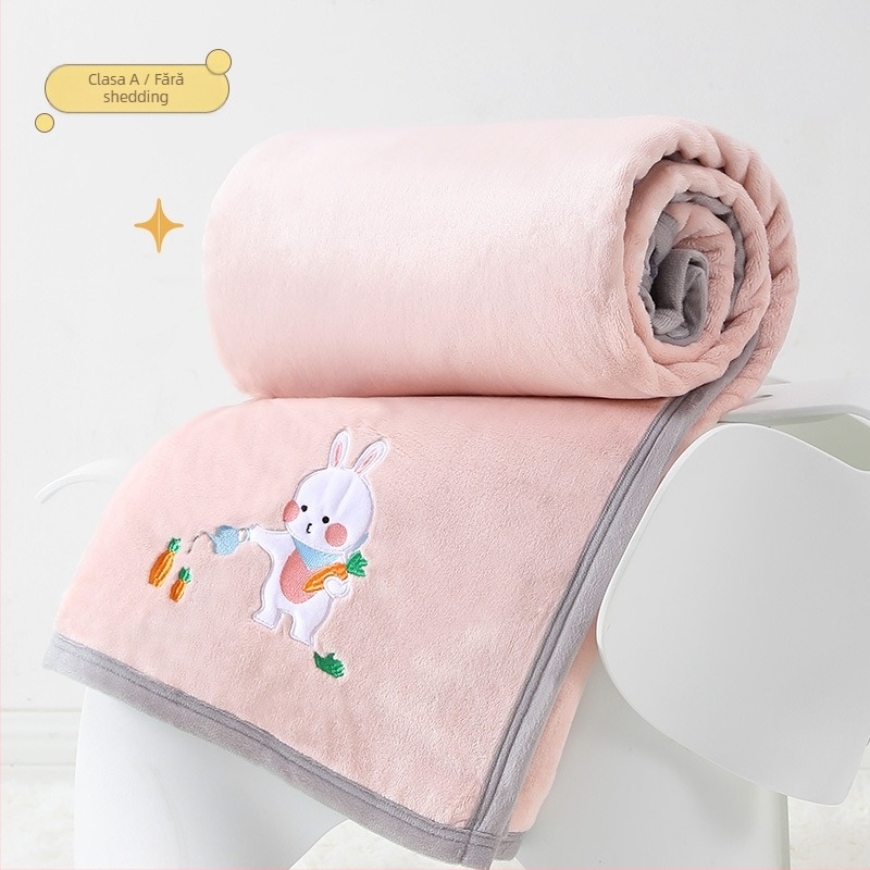 Pătură din flanelă cu broderie a logo-ului, 300–500 g, potrivită pentru toate sezoanele, pentru copii între 6 și 12 ani