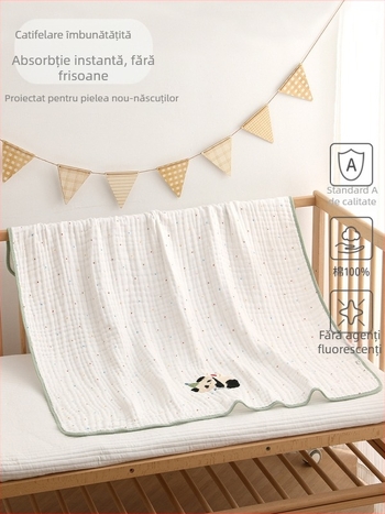 Shuo zhibao Prosop de baie pentru bebeluși din bumbac 100% cu model cartoon, pentru sugari și copii între 1 și 3 ani