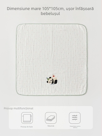 Shuo zhibao Prosop de baie pentru bebeluși din bumbac 100% cu model cartoon, pentru sugari și copii între 1 și 3 ani